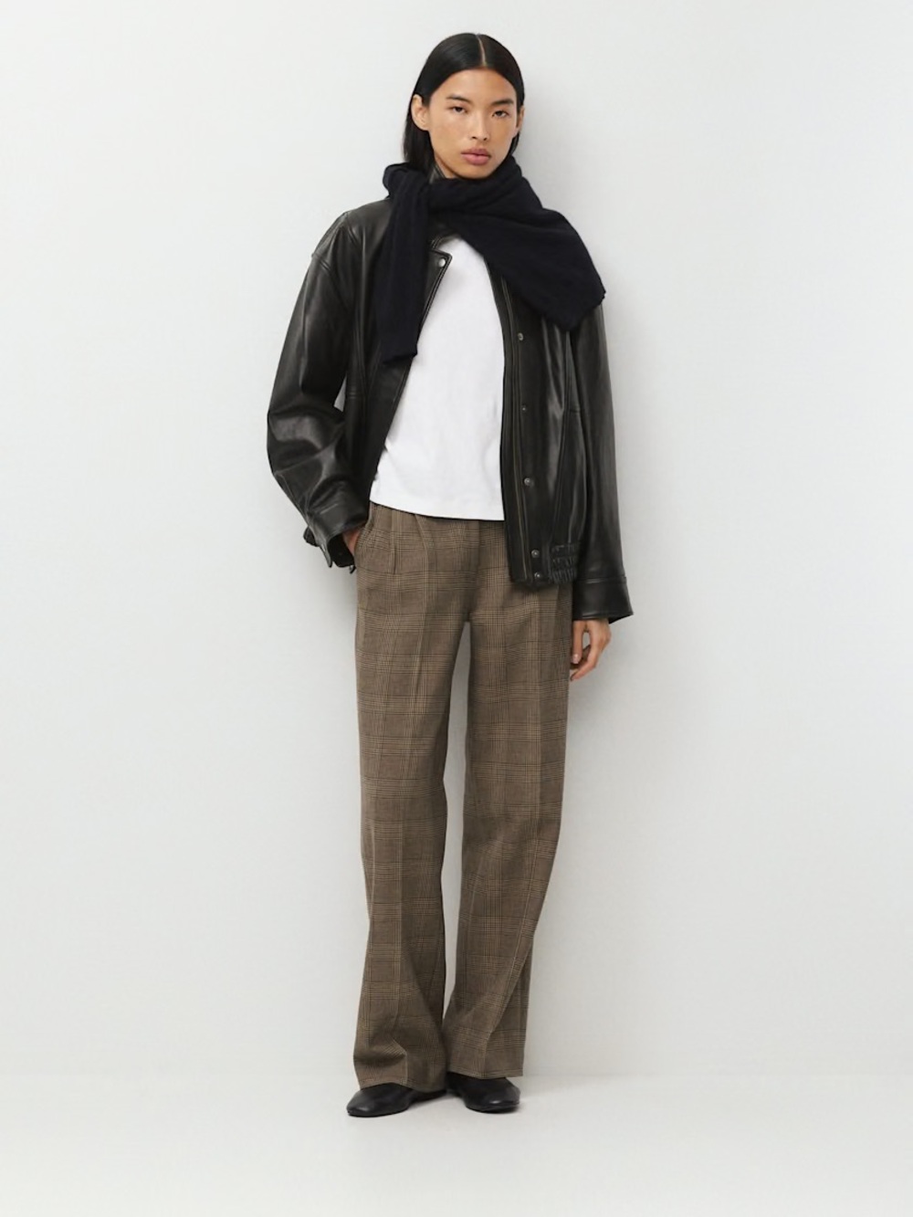 Aritzia Effortless Pant in Brown Plaid Eversential